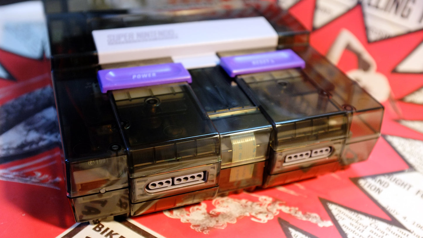 Custom 1Chip SNES RGB Smoke Black Console - RetroFixes LLC