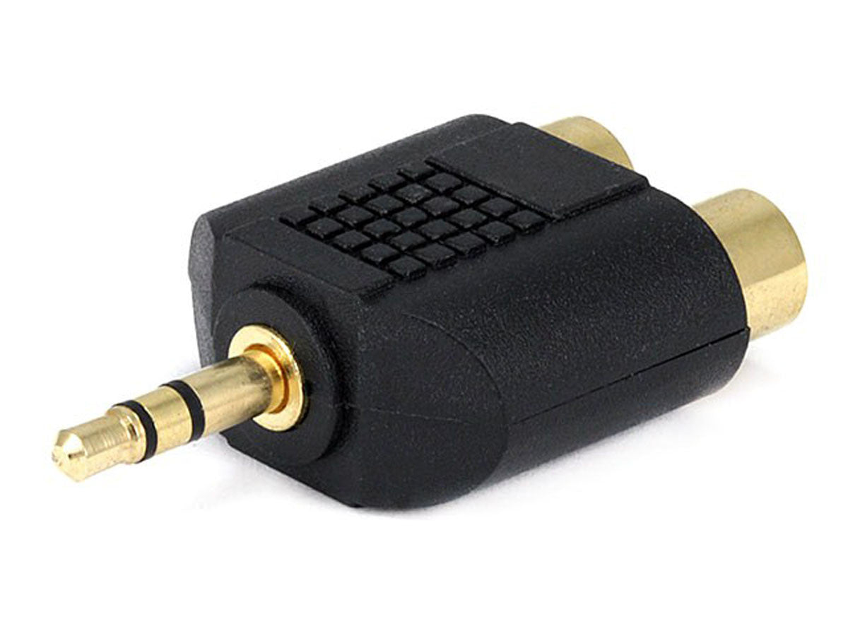 3.5mm Stereo Plug to 2 RCA Jack Splitter Adaptor - Gold Plated