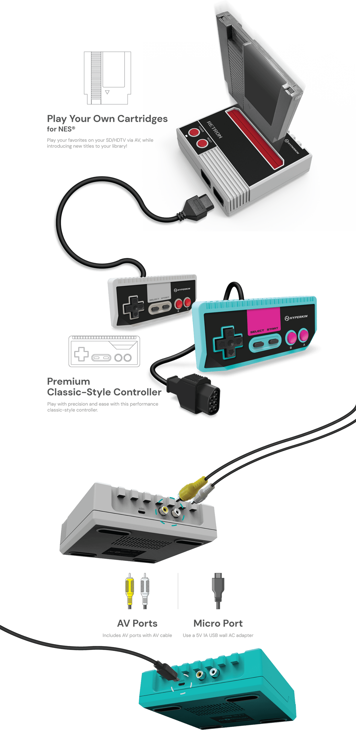 Av Console Unit NES RetroN 1 AV Gaming Console – RetroFixes
