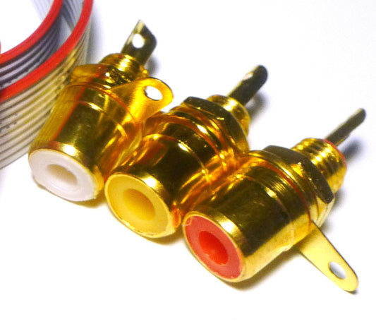 RCA Jacks for DIY Composite or Audio Upgrades Silver or Gold Gold Set (Yellow, Red, White)