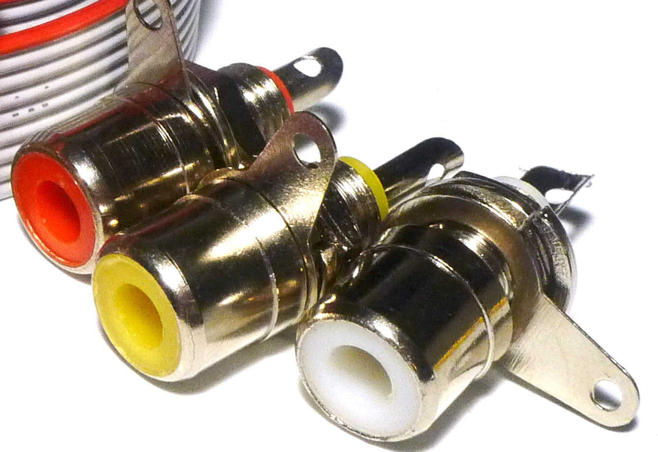 RCA Jacks for DIY Composite or Audio Upgrades Silver or Gold Silver Set (Yellow, Red, White)